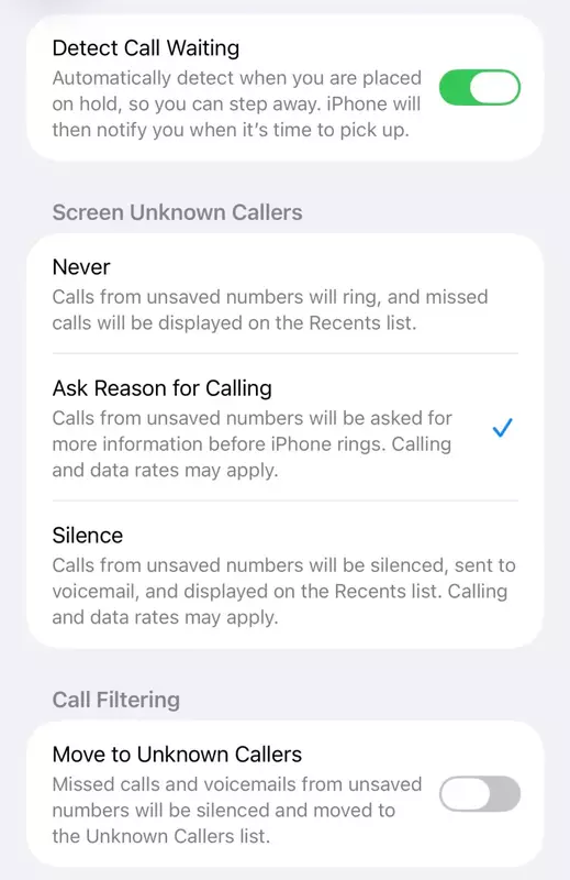 Ustawienia połączeń. Ilustracja: 9to5mac.com