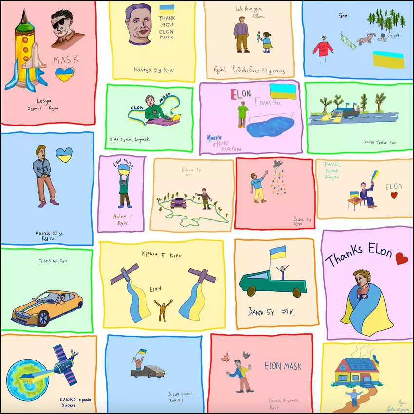 Ukraińskie dzieci uchodźców stworzyły gigantyczny obraz NFT dla Elona Muska