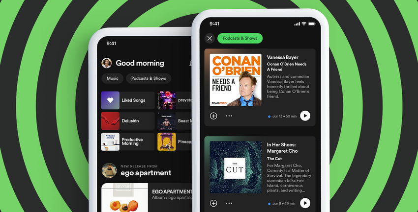 Spotify otrzymuje przeprojektowany ekran główny z oddzielnymi sekcjami na muzykę i podcasty