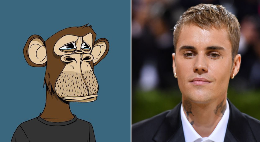 NFT Justina Biebera o wartości 1,31 mln USD z kolekcji Bored Ape Yacht Club spadła 24-krotnie w ciągu półtora roku do poziomu poniżej 55 000 USD.