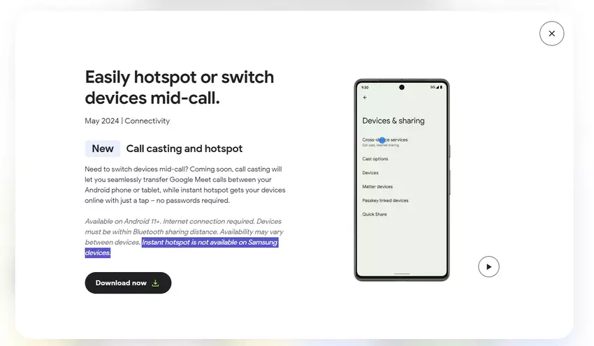 Smartfony Samsung nie otrzymają nowej funkcji Google Instant Hotspot