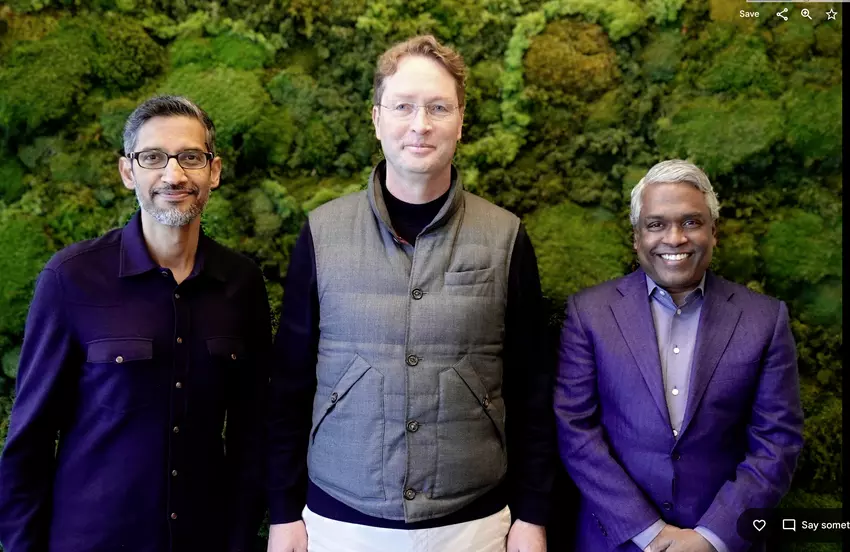 Prezesi Google i Mercedes-Benz na konferencji prasowej