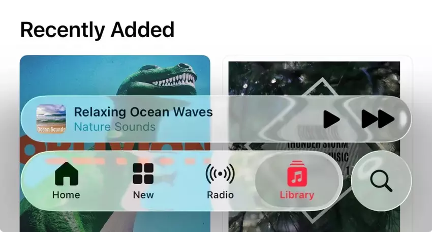 Wyskakujące panele znów mają efekt szkła. Ilustracja: 9to5mac.com