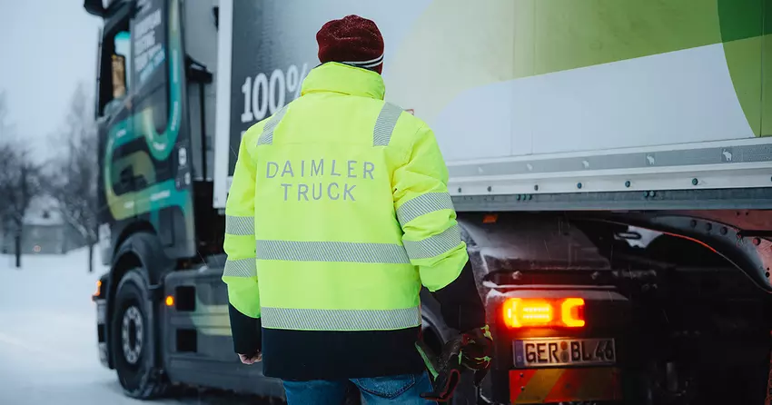 Europejska trasa eActros 600 po zimowych drogach. Zdjęcie: Daimler Truck