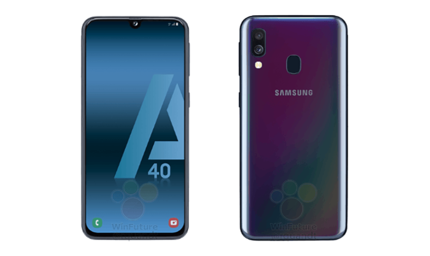 Samsung Galaxy A40 na press-renderach: gradientne kolory, podwójna kamera i wyświetlacz Infinity-U