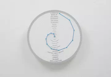 Ten naścienny zegar analogowy wyświetla godzinę ...