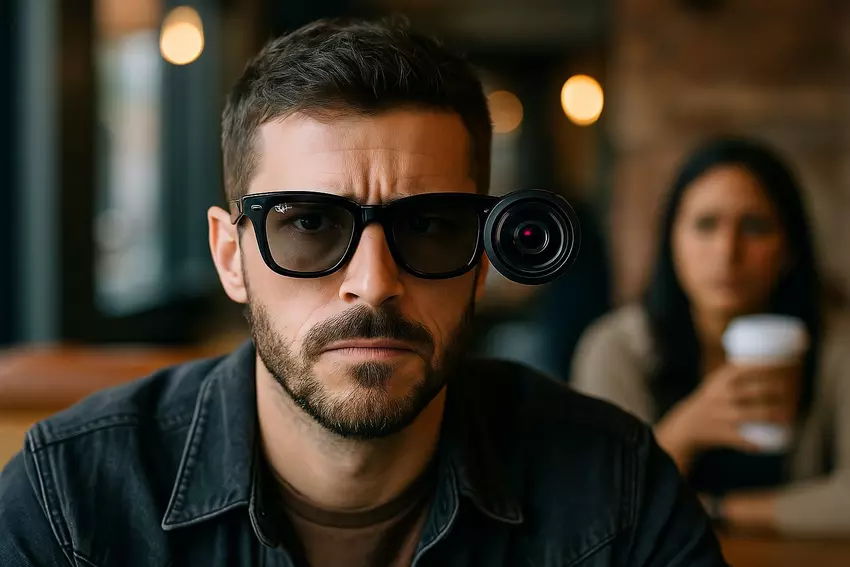 Ilustracyjny obraz inteligentnych okularów z kamerami