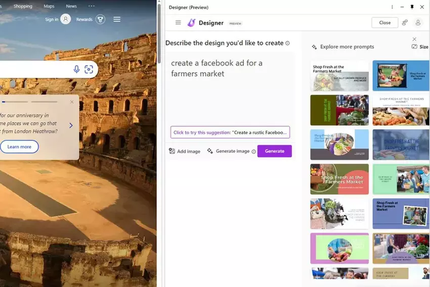 Oparte na sztucznej inteligencji narzędzie do projektowania Microsoft Designer jest teraz powszechnie dostępne w przeglądarce Edge
