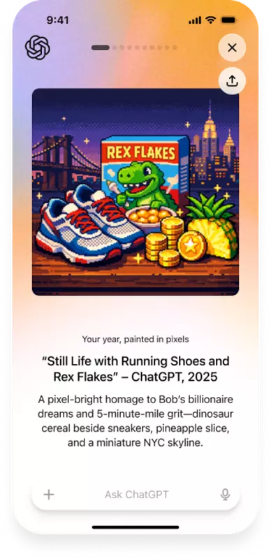 Zrzut ekranu funkcji 'Twój rok w poezji' w ChatGPT