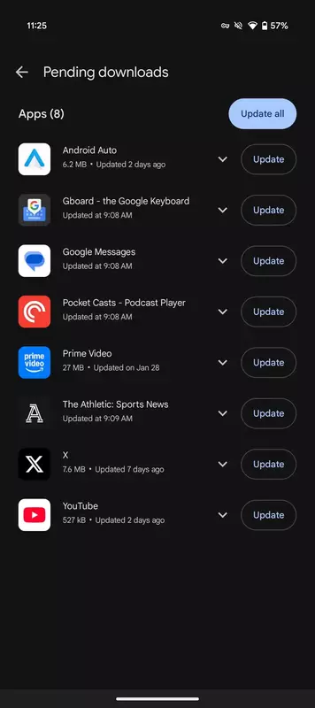 Już zaktualizowane aplikacje pojawiają się ponownie jako niezaktualizowane. Ilustracja: 9to5Google