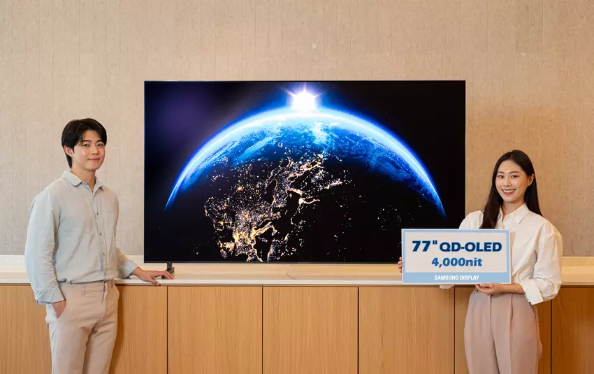 Samsung zaprezentował nowy panel QD-OLED dla telewizorów, który ma maksymalną jasność 4000 nitów