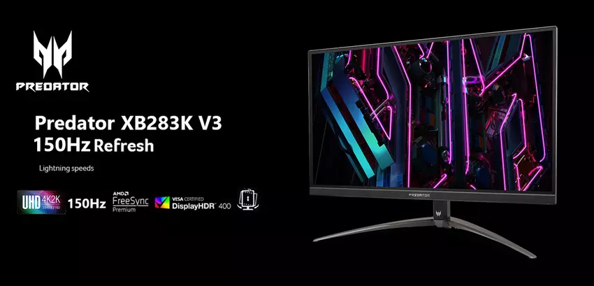 Acer Predator XB283K V3 - monitor do gier 4K z częstotliwością odświeżania 150 Hz i HDMI 2.1 w cenie 500 USD