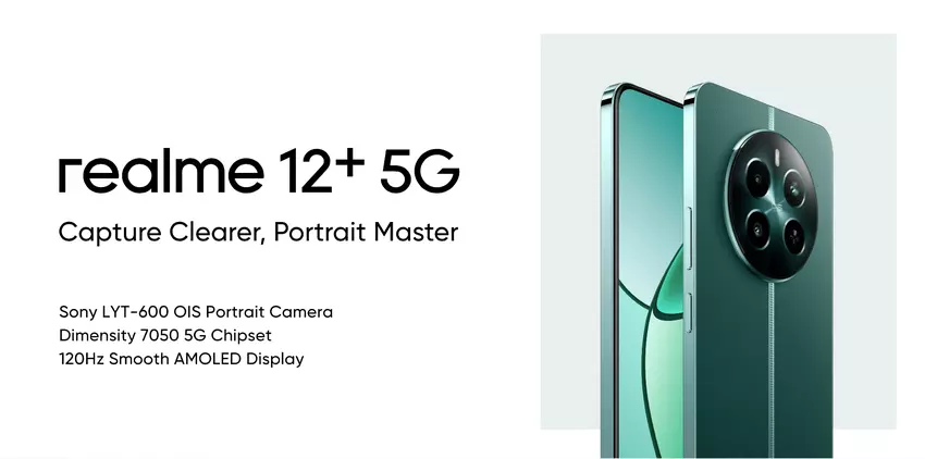realme 12+: wyświetlacz AMOLED 120 Hz, układ Dimensity 7050, aparat 50 MP z OIS i cena 267 USD
