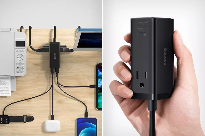 Ta kostka zasilająca zastępuje każdą potrzebną ładowarkę, dzięki czemu Twoje biurko jest uporządkowane i uporządkowane