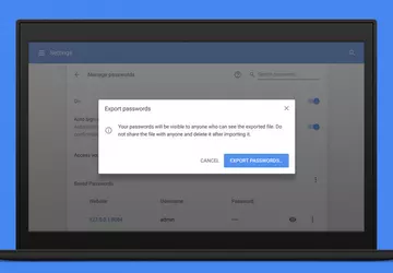 Google Chrome dodała haseł eksportu dla ...
