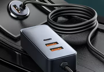 Ładowarka samochodowa Baseus z kablem przedłużającym, ...