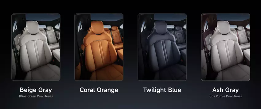 Opcje kolorów nadwozia Xiaomi YU7