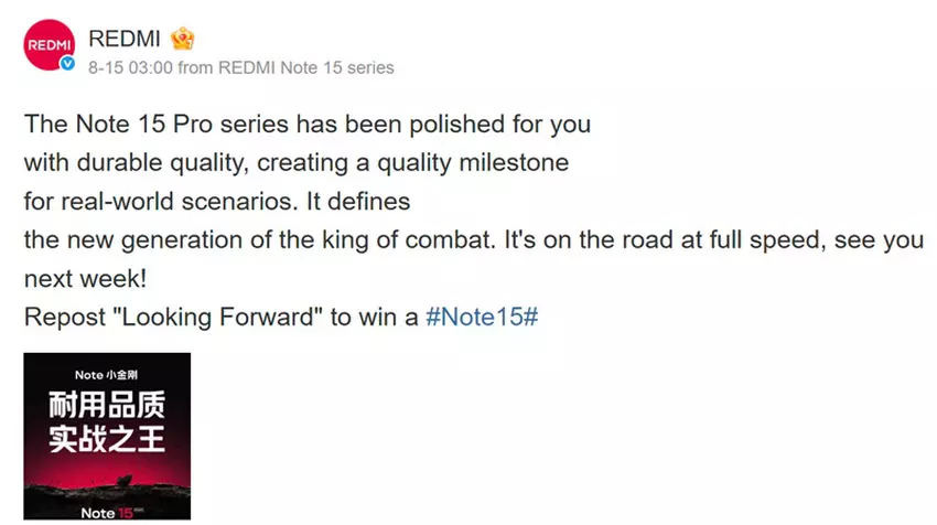 Teaser Redmi Note 15 Pro