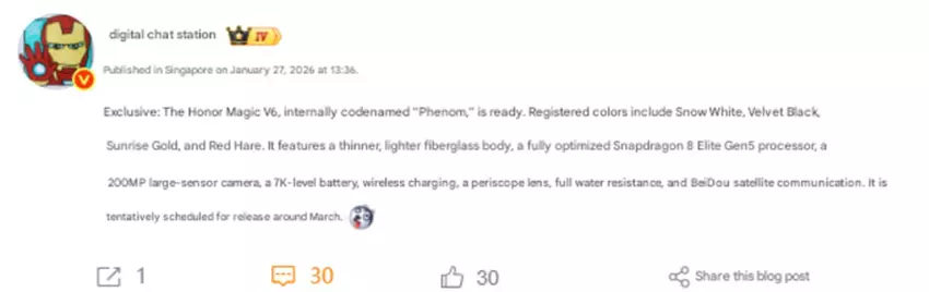 Honor Magic V6 data wydania