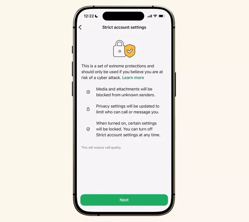 Funkcja Strict Account Settings w WhatsApp