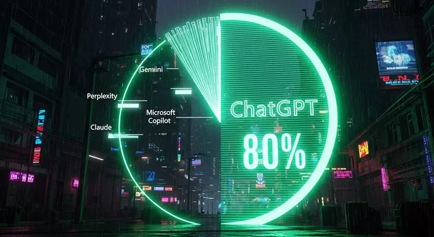 ChatGPT utrzymuje 80% udziałów w rynku: Perplexity traci udziały, Copilot zyskuje na popularności
