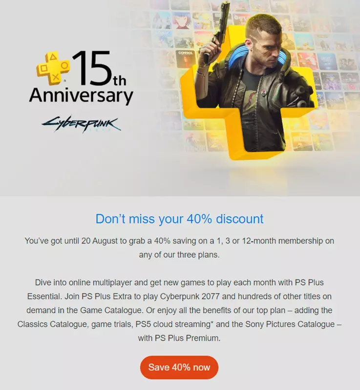 Zniżka 40% na subskrypcję PlayStation Plus