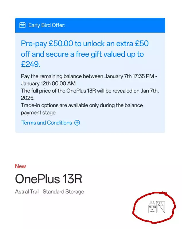 Witryna OnePlus UK potwierdza, że OnePlus 13R nie będzie dostarczany z ładowarką