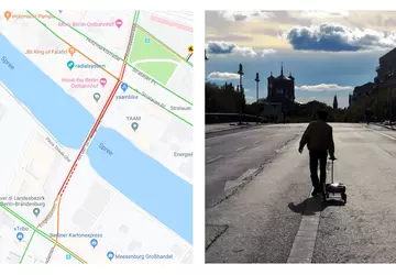 Niemiecki artysta jeździł wózkiem ze 99 ...