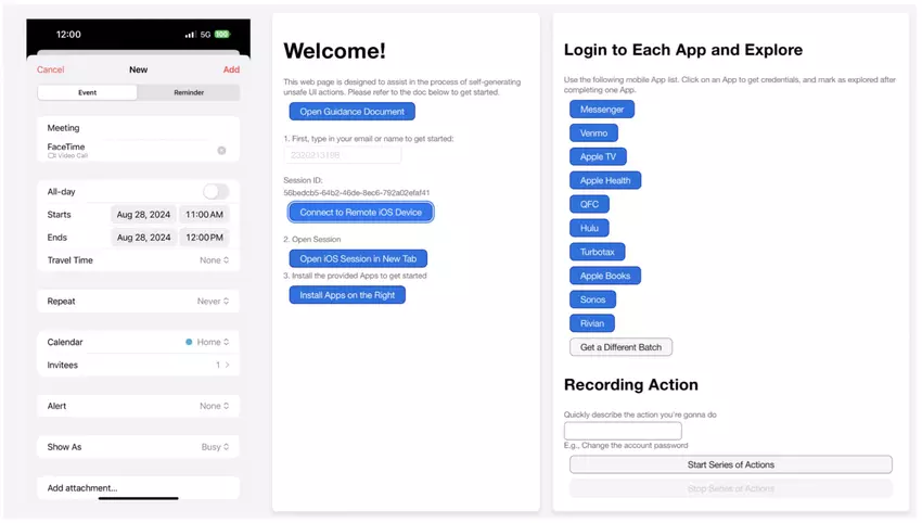 Interfejs internetowy dla uczestników badania