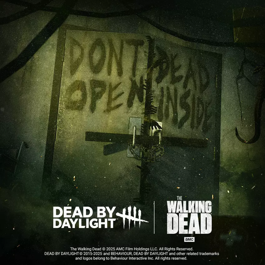 Plakat crossoveru Dead by Daylight i The Walking Dead