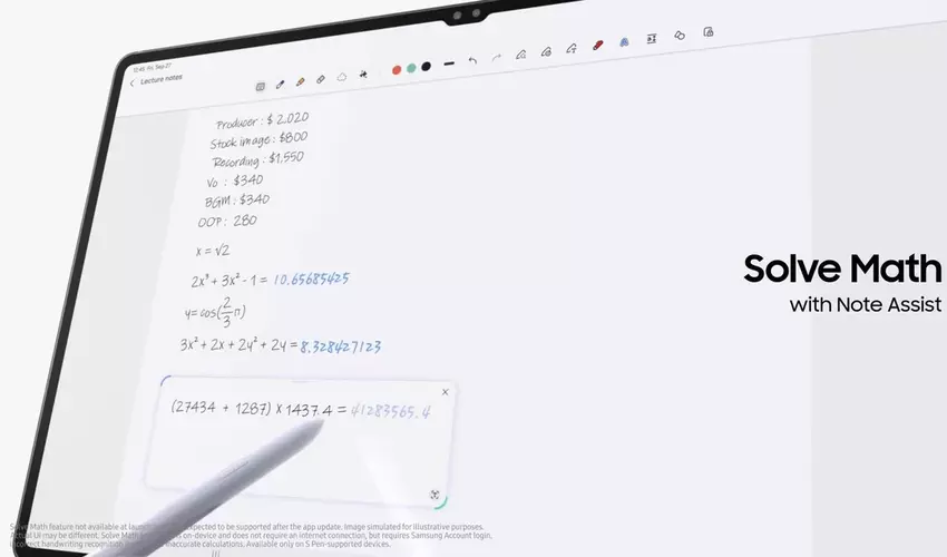 Użytkownicy Samsung Notes mogą teraz łatwo rozwiązywać równania arytmetyczne