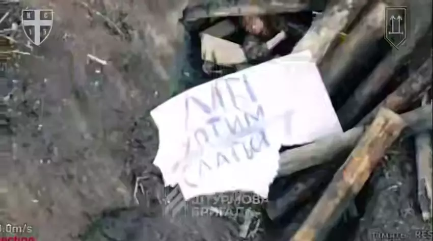 Chcemy się poddać. Ilustracja: kadr z wideo kanału telegramowego Trzeciej Szturmowej Brygady