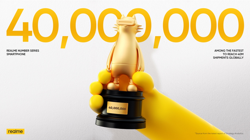 Sprzedaż tablic rejestracyjnych Realme przekroczyła 40 milionów od 2018 r. – tylko Samsung Galaxy A, Redmi, iQOO i OPPO A sprzedawały się szybciej