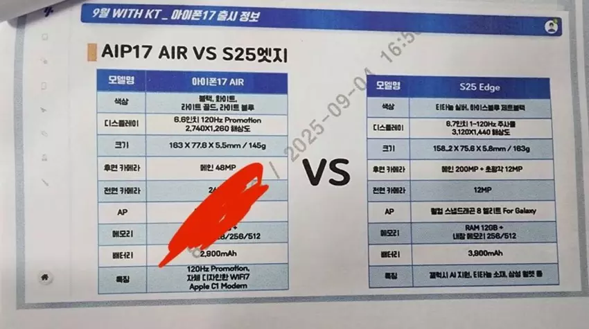 Porównanie specyfikacji iPhone Air i Samsung Galaxy S25 Edge