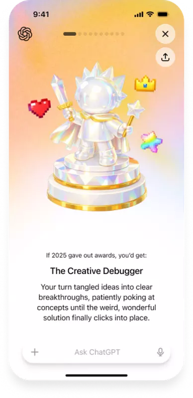 Zrzut ekranu funkcji 'Twój rok w poezji' w ChatGPT