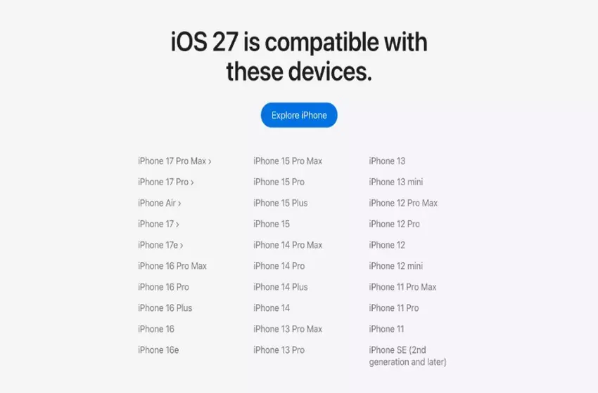 Lista urządzeń wspierających iOS 27
