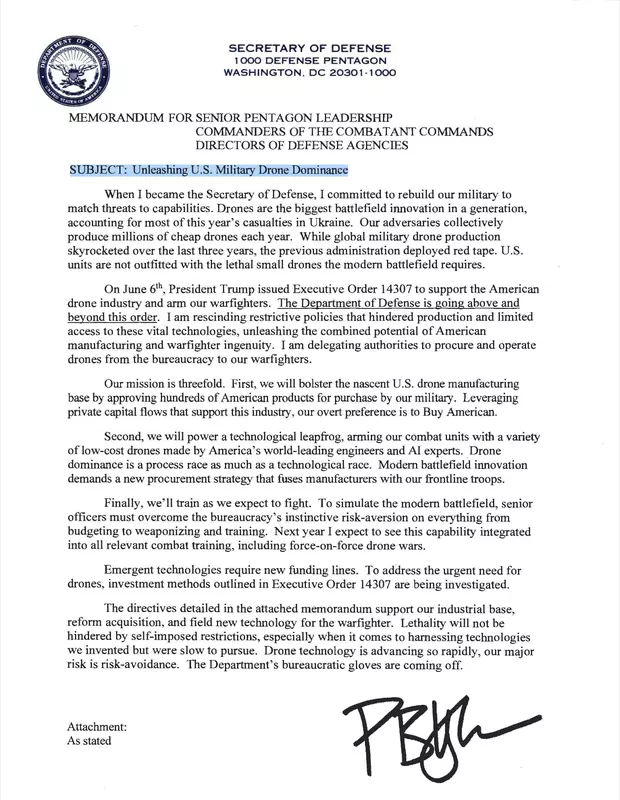 Opublikowany tekst memorandum Pentagonu