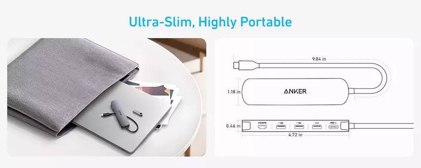 Wymiary USB-C Hub 5-w-1