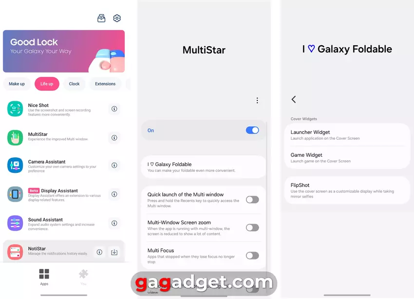 Zrzuty ekranu aplikacji Good Lock. Ilustracja: gagadget