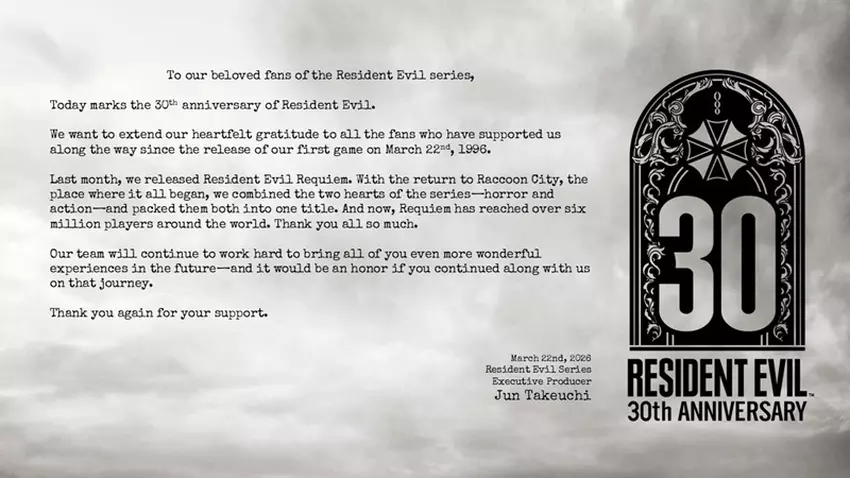 Resident Evil 30th Anniversary Capcom Message