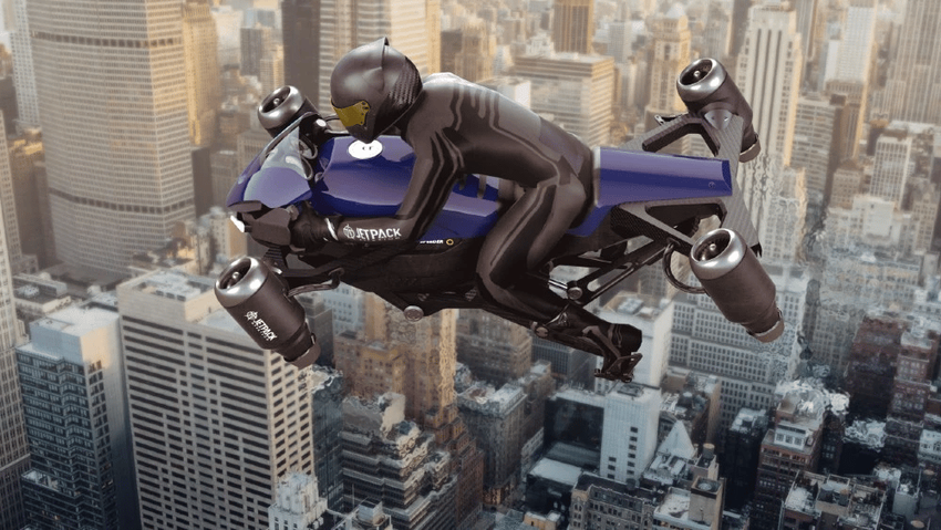 Jetpack Aviation Speeder - napędzany odrzutowcem, latający motocykl o prędkości 400 km/h w cenie 381 000 dolarów