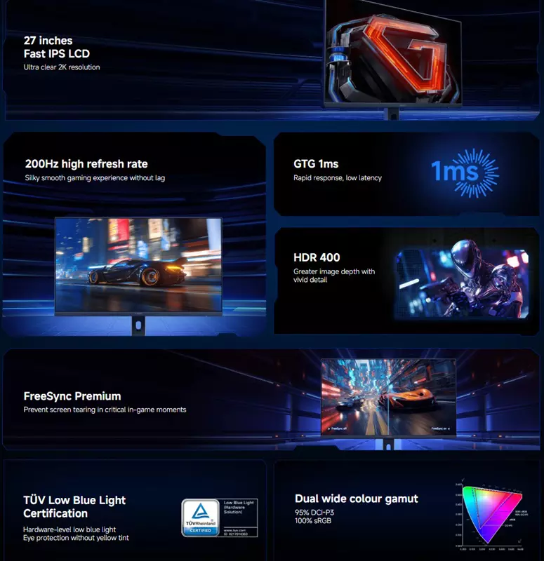 Xiaomi G27Qi monitor widok na ekranie