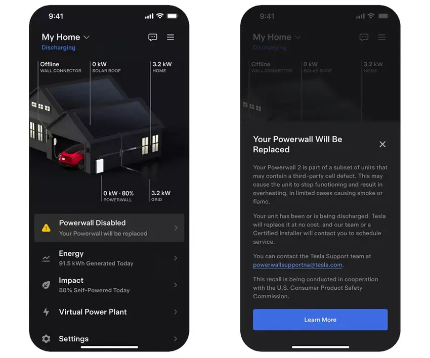 Aplikacja Tesla Powerwall na ekranie telefonu