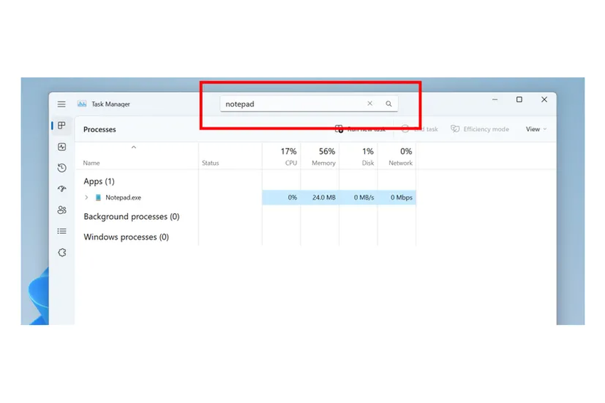 Menedżer zadań systemu Windows 11 może teraz szybko wyszukać program lub proces, dzięki czemu można go szybko zakończyć