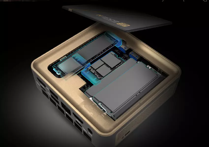 Elegancki czarno-złoty styl obudowy mini-PC