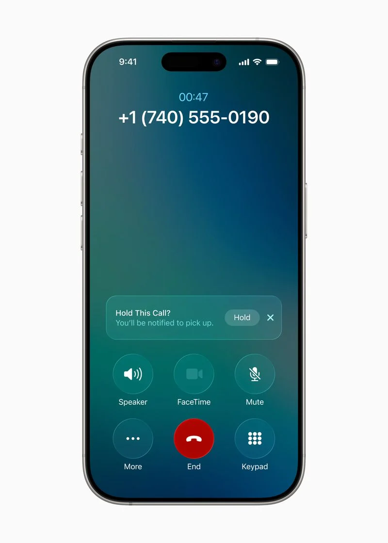 Funkcja Apple Intelligence Hold Assist