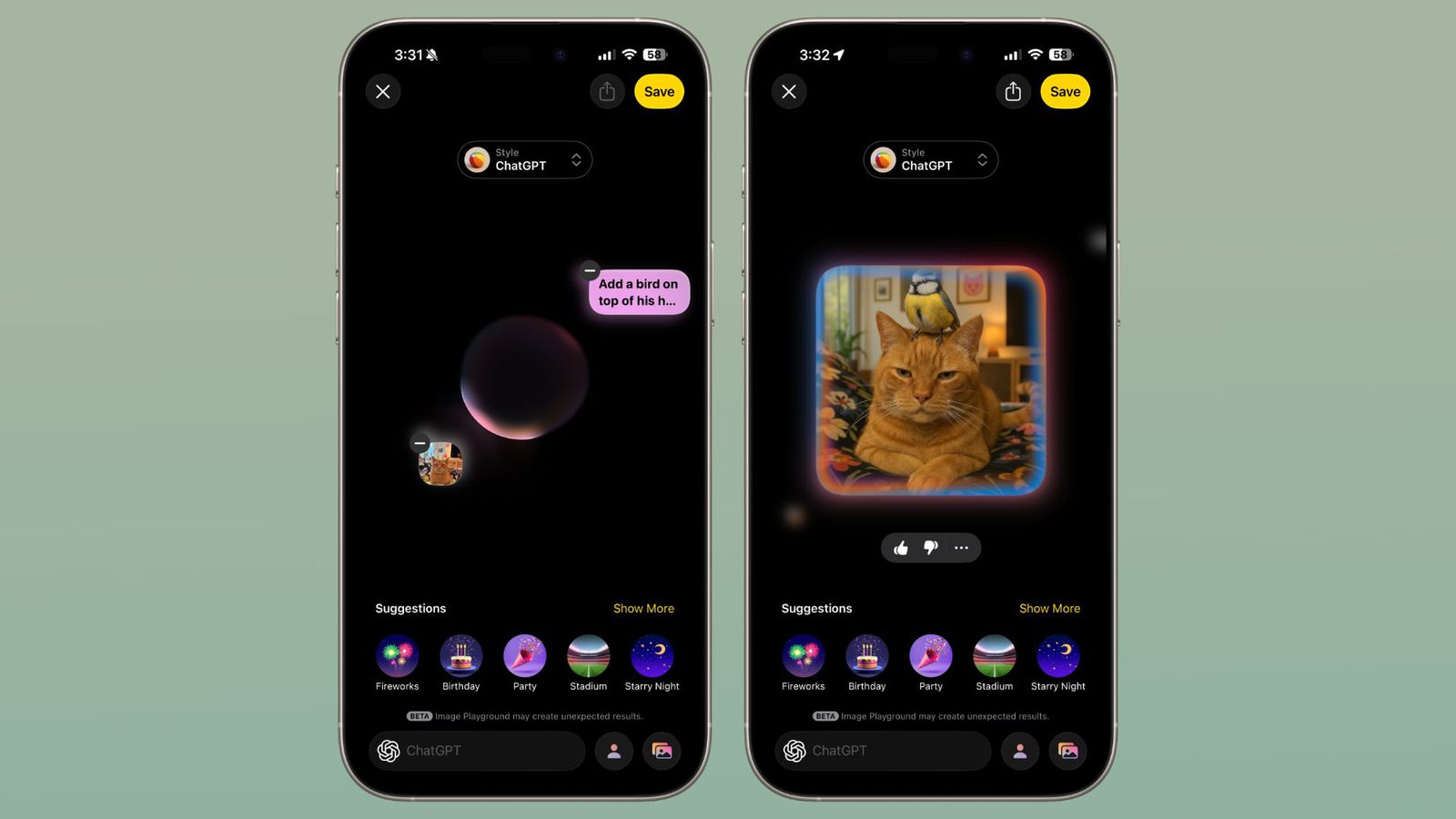 Realistyczny obraz z Image Playground w iOS 26